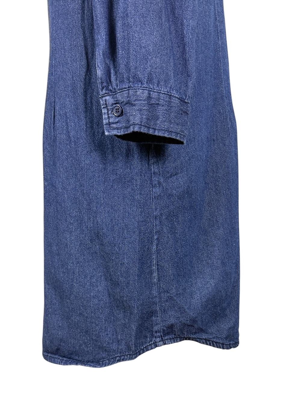 Derek Heart Denim Tunic Dress L 100% Cotton Button Front Roll Tab - Picture 5 of 10